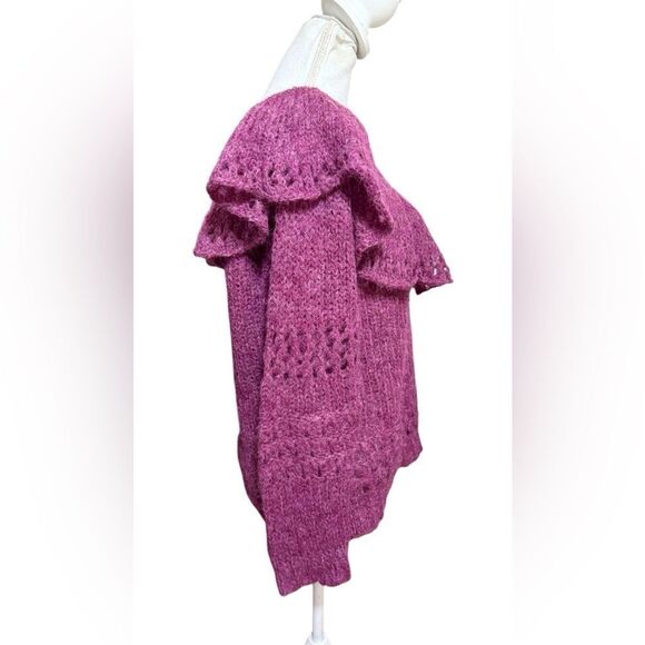 Anthropologie Gemma Sweater Boho Alpaca Ruffled Knit Sweater - Picture 3 of 6